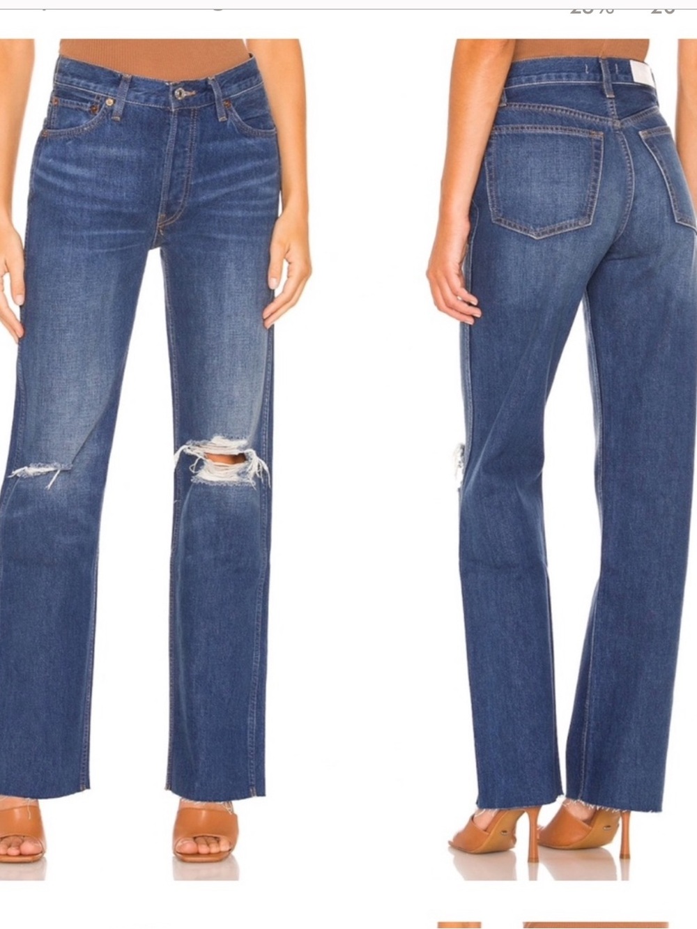 RE/DONE med wash distressed 90s high rise loose fitting straight leg jeans